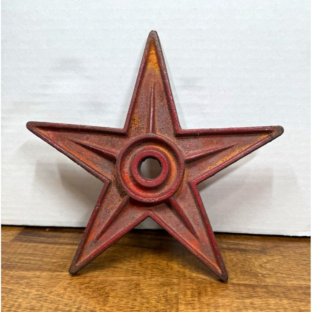Cast Iron 5-Point Star Wall Hanger Decor with Center Mounting Hole